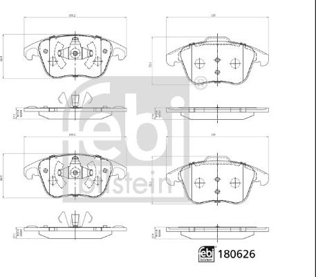 Febi Bilstein 180626 - Тормозные колодки, дисковые, комплект avtokuzovplus.com.ua