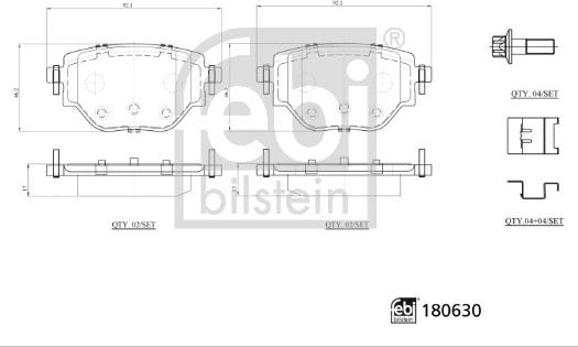 Febi Bilstein 180630 - Гальмівні колодки, дискові гальма autocars.com.ua