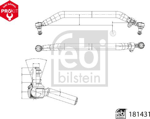 FEBI Bilstein 181431 - Поперечна рульова тяга autocars.com.ua