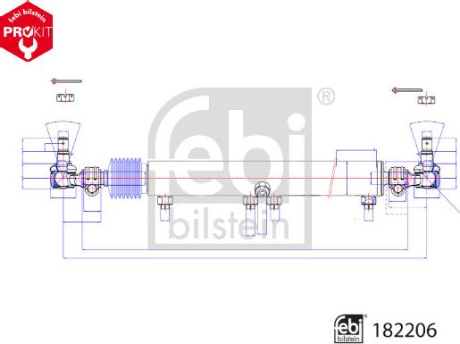 FEBI Bilstein 182206 - Робочий циліндр, підсилювач керма autocars.com.ua