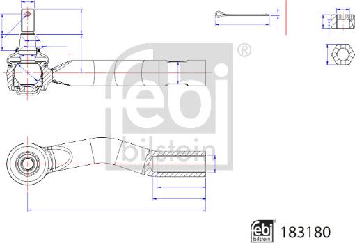 FEBI Bilstein 183180 - Наконечник рульової тяги, кульовий шарнір autocars.com.ua