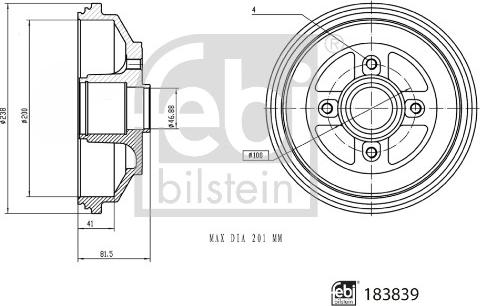 Febi Bilstein 183839 - Гальмівний барабан autocars.com.ua