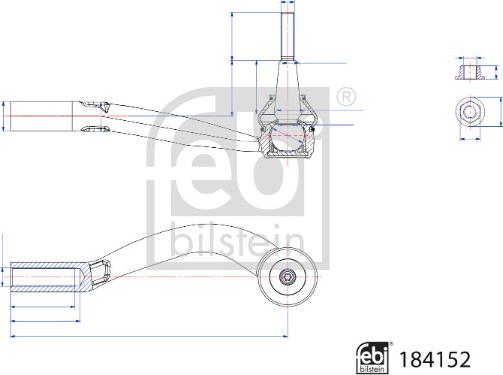 Febi Bilstein 184152 - Наконечник рульової тяги, кульовий шарнір autocars.com.ua