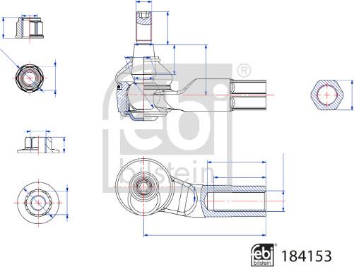 FEBI Bilstein 184153 - Наконечник рульової тяги, кульовий шарнір autocars.com.ua