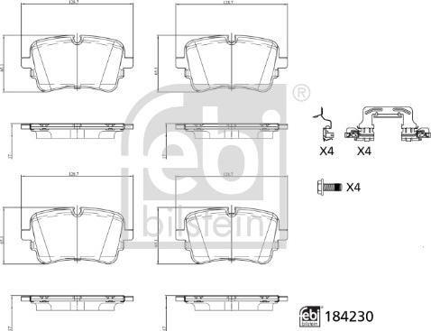 Febi Bilstein 184230 - Тормозные колодки, дисковые, комплект avtokuzovplus.com.ua