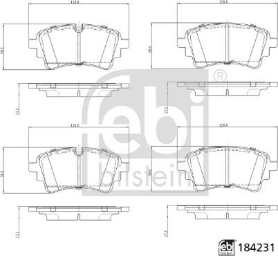 Febi Bilstein 184231 - Гальмівні колодки, дискові гальма autocars.com.ua