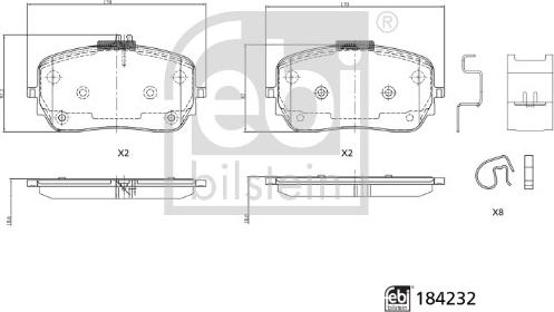 Febi Bilstein 184232 - Гальмівні колодки, дискові гальма autocars.com.ua