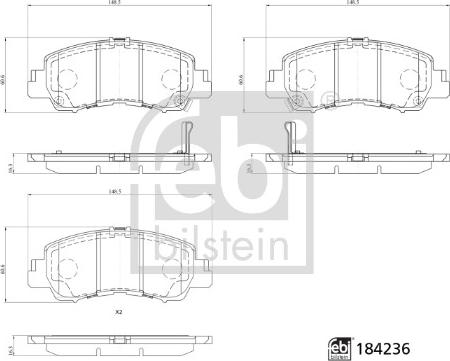 Febi Bilstein 184236 - Тормозные колодки, дисковые, комплект avtokuzovplus.com.ua