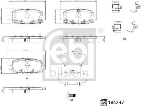 Febi Bilstein 184237 - Гальмівні колодки, дискові гальма autocars.com.ua