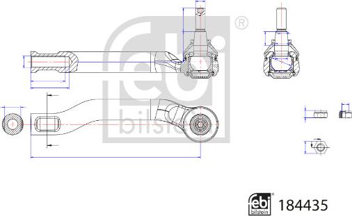 Febi Bilstein 184435 - Наконечник рульової тяги, кульовий шарнір autocars.com.ua