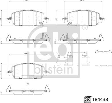 Febi Bilstein 184438 - Гальмівні колодки, дискові гальма autocars.com.ua