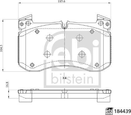 Febi Bilstein 184439 - Гальмівні колодки, дискові гальма autocars.com.ua