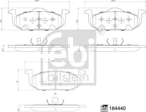 Febi Bilstein 184440 - Гальмівні колодки, дискові гальма autocars.com.ua