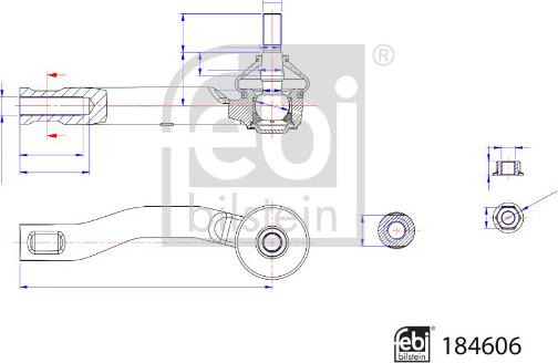 Febi Bilstein 184606 - Наконечник рульової тяги, кульовий шарнір autocars.com.ua