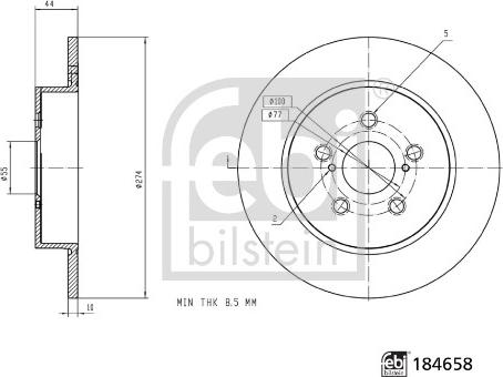 Febi Bilstein 184658 - Гальмівний диск autocars.com.ua