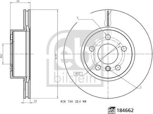 Febi Bilstein 184662 - Гальмівний диск autocars.com.ua