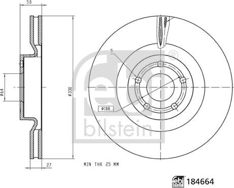 Febi Bilstein 184664 - Тормозной диск avtokuzovplus.com.ua