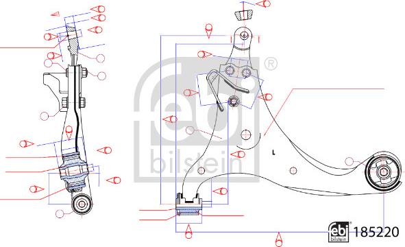 Febi Bilstein 185220 - Важіль незалежної підвіски колеса autocars.com.ua