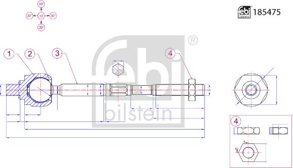 Febi Bilstein 185475 - Осьовий шарнір, рульова тяга autocars.com.ua