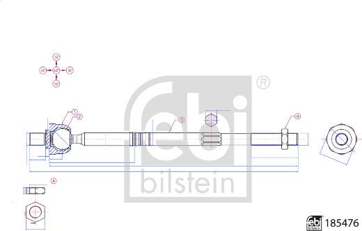 Febi Bilstein 185476 - Осьовий шарнір, рульова тяга autocars.com.ua