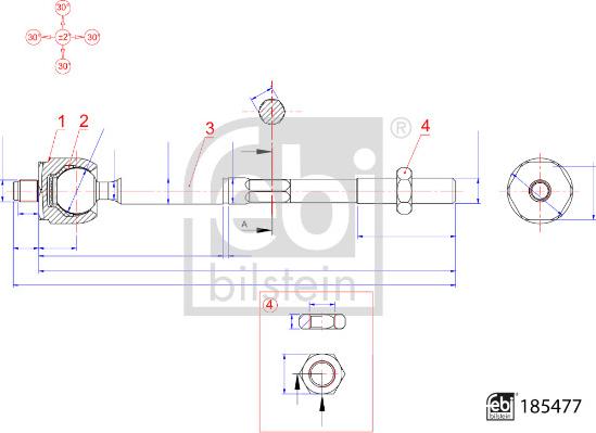 Febi Bilstein 185477 - Осьовий шарнір, рульова тяга autocars.com.ua