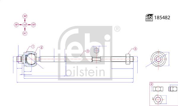 Febi Bilstein 185482 - Осевой шарнир, рулевая тяга avtokuzovplus.com.ua