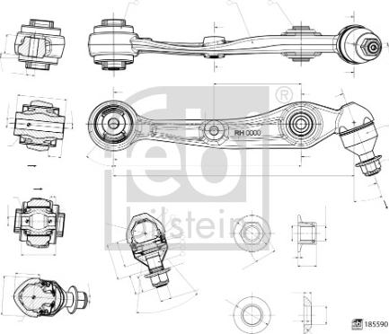 Febi Bilstein 185590 - важіль підвіски з сайлентблоками і кульовою опорою autocars.com.ua