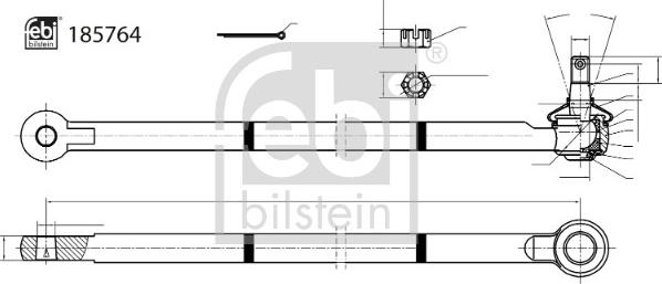 Febi Bilstein 185764 - Наконечник рульової тяги, кульовий шарнір autocars.com.ua