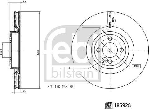 Febi Bilstein 185928 - Гальмівний диск autocars.com.ua