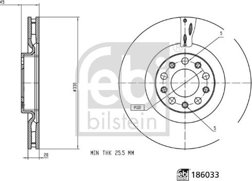 Febi Bilstein 186033 - Гальмівний диск autocars.com.ua