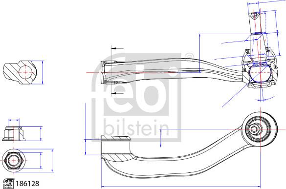 Febi Bilstein 186128 - Наконечник рульової тяги, кульовий шарнір autocars.com.ua