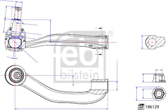 Febi Bilstein 186129 - Наконечник рульової тяги, кульовий шарнір autocars.com.ua