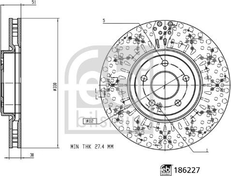 Febi Bilstein 186227 - Гальмівний диск autocars.com.ua