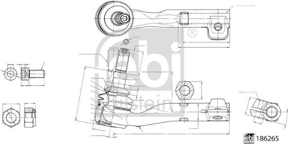 Febi Bilstein 186265 - Наконечник рульової тяги, кульовий шарнір autocars.com.ua