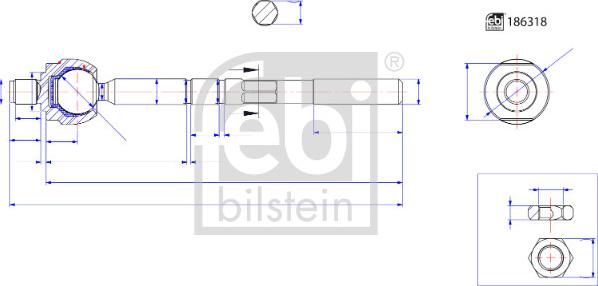 Febi Bilstein 186318 - Осьовий шарнір, рульова тяга autocars.com.ua