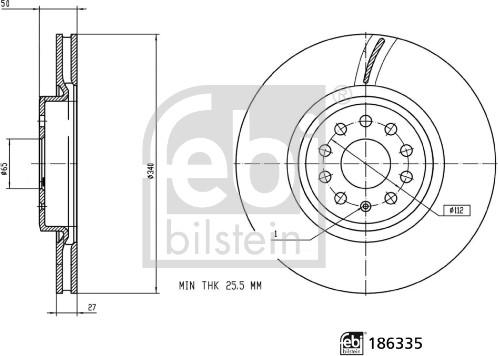 FEBI Bilstein 186335 - Гальмівний диск autocars.com.ua