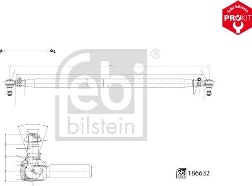 Febi Bilstein 186632 - Поперечна рульова тяга autocars.com.ua