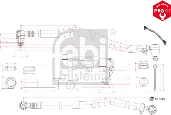 Febi Bilstein 187790 - Поздовжня рульова тяга autocars.com.ua