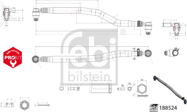 Febi Bilstein 188524 - Поздовжня рульова тяга autocars.com.ua