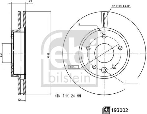 FEBI Bilstein 193002 - Гальмівний диск autocars.com.ua
