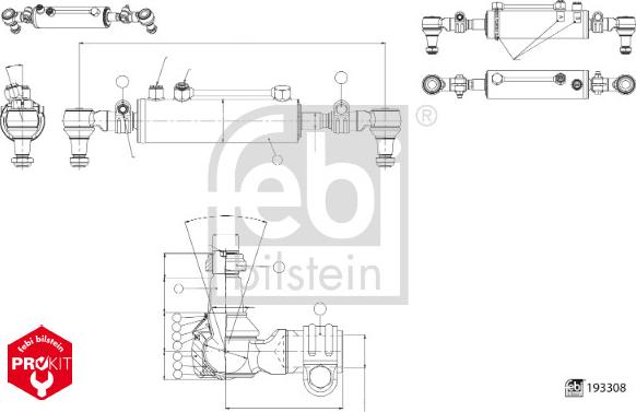 FEBI Bilstein 193308 - Робочий циліндр, підсилювач керма autocars.com.ua