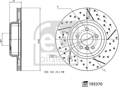 Febi Bilstein 193370 - Гальмівний диск autocars.com.ua