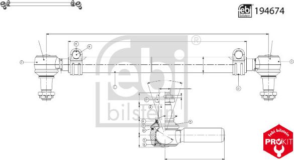 Febi Bilstein 194674 - Поздовжня рульова тяга autocars.com.ua