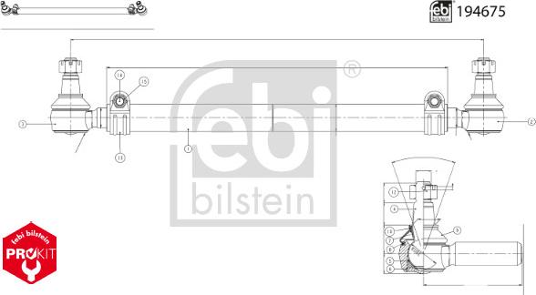 Febi Bilstein 194675 - Поздовжня рульова тяга autocars.com.ua