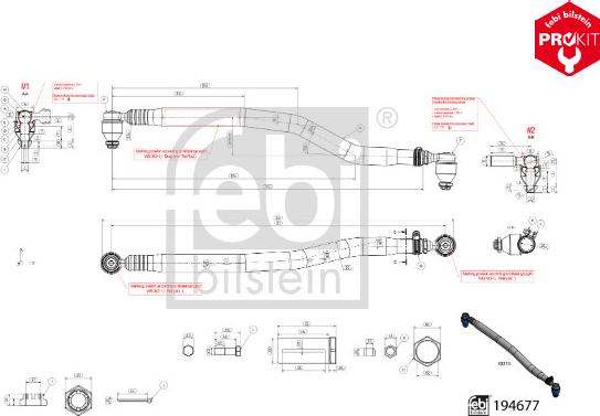 Febi Bilstein 194677 - Поздовжня рульова тяга autocars.com.ua