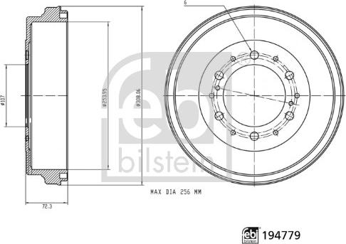 Febi Bilstein 194779 - Гальмівний барабан autocars.com.ua