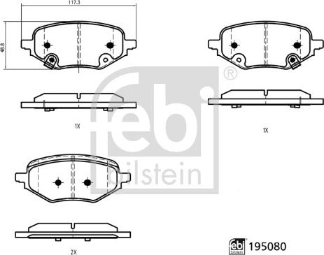 FEBI Bilstein 195080 - Гальмівні колодки, дискові гальма autocars.com.ua