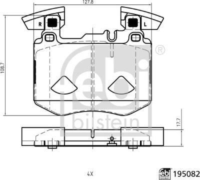 Febi Bilstein 195082 - Тормозные колодки, дисковые, комплект avtokuzovplus.com.ua