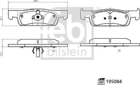 Febi Bilstein 195084 - Тормозные колодки, дисковые, комплект autodnr.net