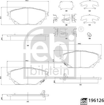 Febi Bilstein 196126 - Гальмівні колодки, дискові гальма autocars.com.ua